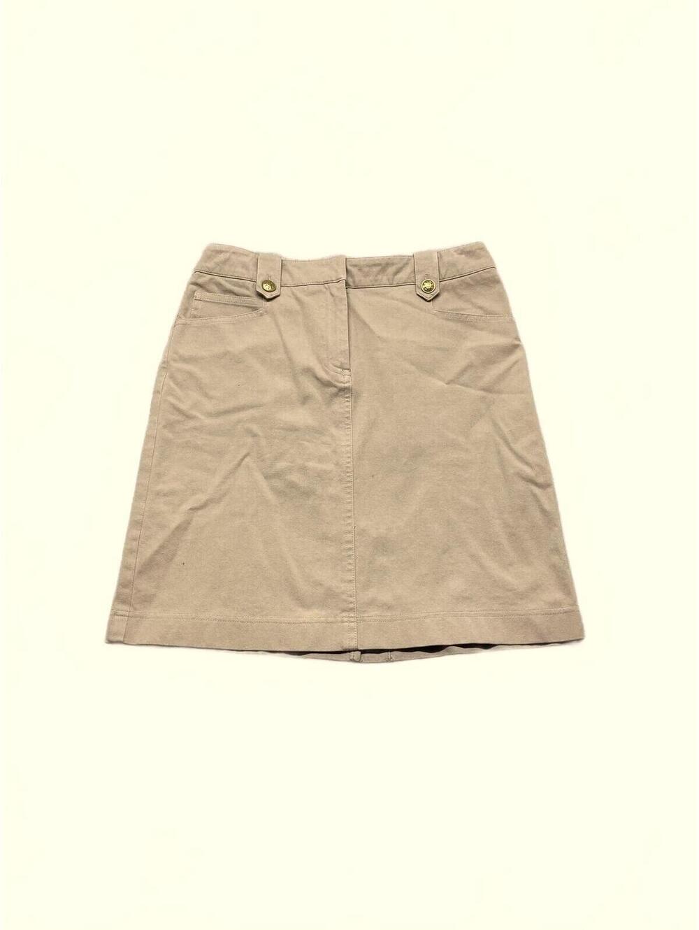 J. McLaughlin Khaki Casual A-Line Skirt with Button Detail